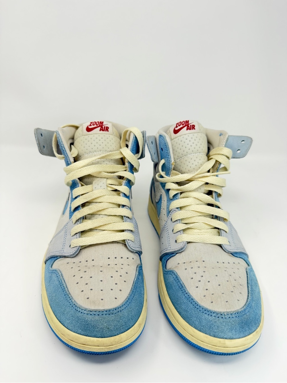 Nike High-Top Sneakers in Blue and Cream with Red Tongue Tag - Picture 6 of 9